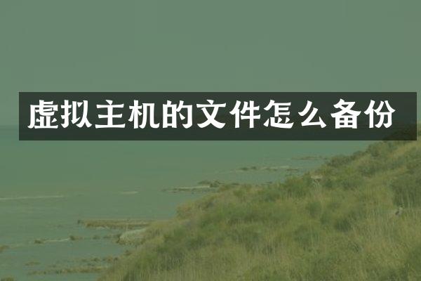 虚拟主机的文件怎么备份