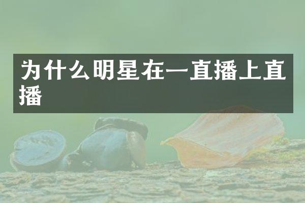 为什么明星在一直播上直播