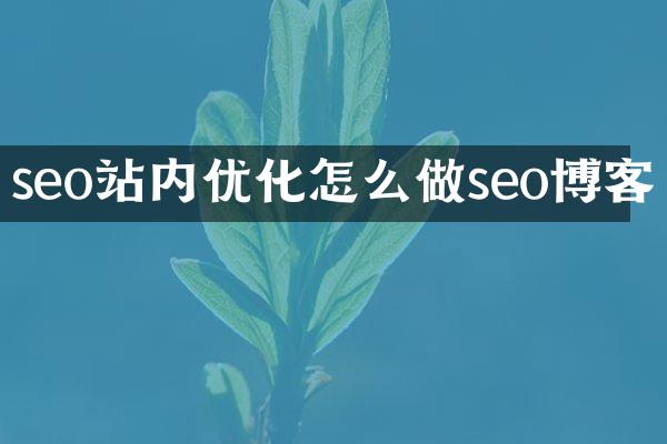 seo站内优化怎么做seo博客