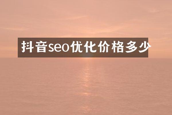 抖音seo优化价格多少