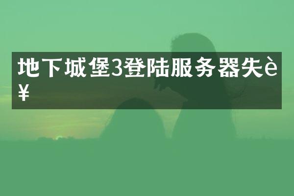 地下城堡3登陆服务器失败