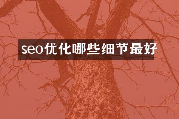 seo优化哪些细节最好