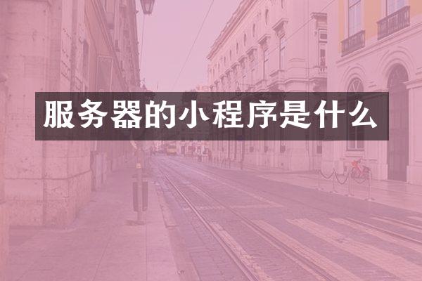 服务器的小程序是什么