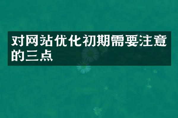 对网站优化初期需要注意的三点