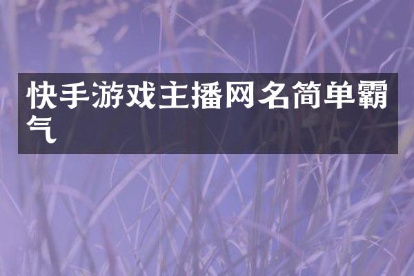 快手游戏主播网名简单霸气
