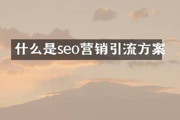 什么是seo营销引流方案