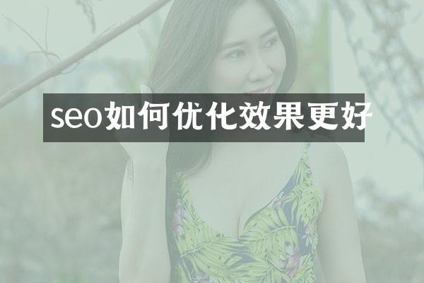 seo如何优化效果更好