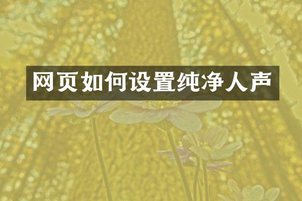 网页如何设置纯净人声