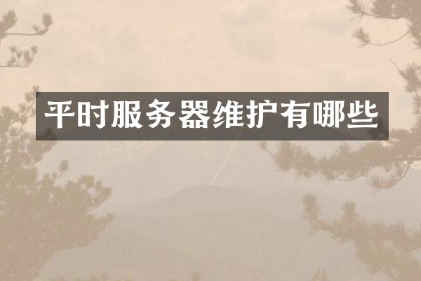 平时服务器维护有哪些