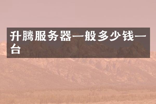 升腾服务器一般多少钱一台