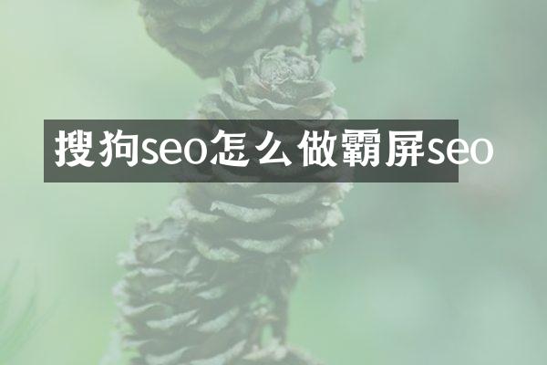 搜狗seo怎么做霸屏seo