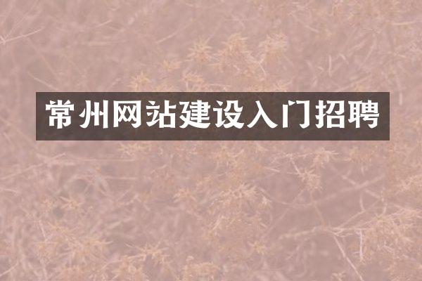 常州网站建设入门招聘