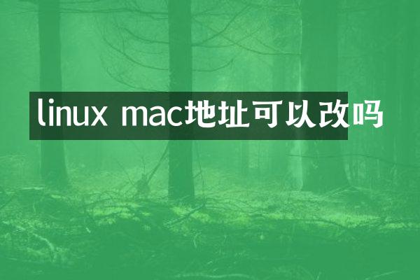 linux mac地址可以改吗