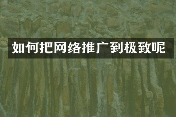 如何把网络推广到极致呢