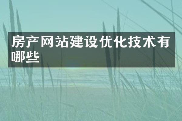 房产网站建设优化技术有哪些