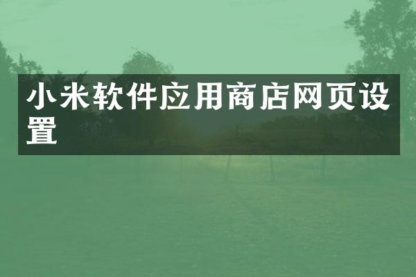 小米软件应用商店网页设置