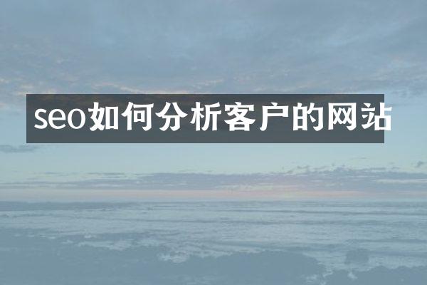 seo如何分析客户的网站