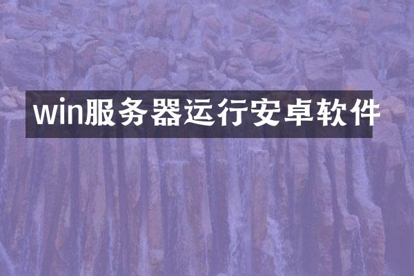 win服务器运行安卓软件