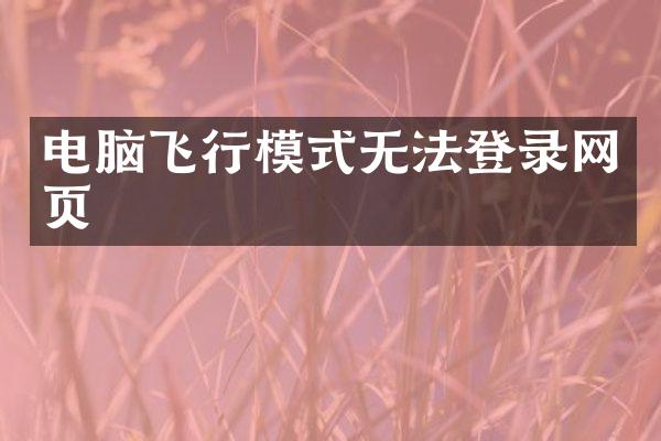 电脑飞行模式无法登录网页