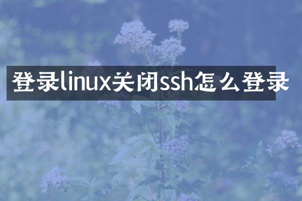 登录linux关闭ssh怎么登录