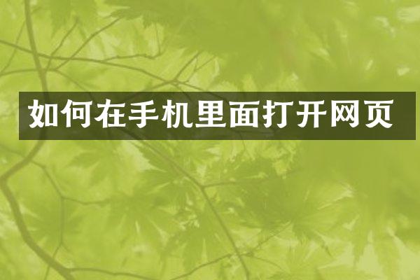 如何在手机里面打开网页