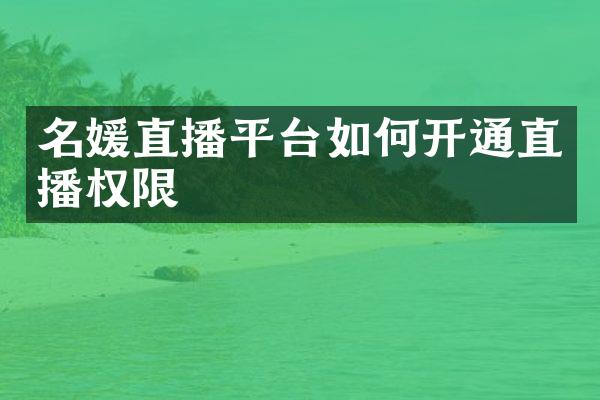 名媛直播平台如何开通直播权限