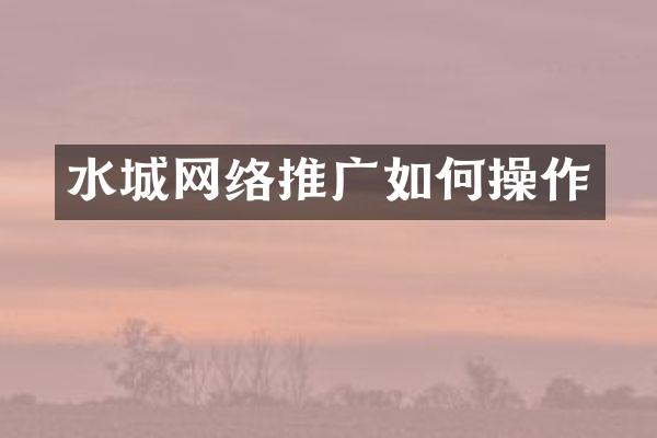 水城网络推广如何操作