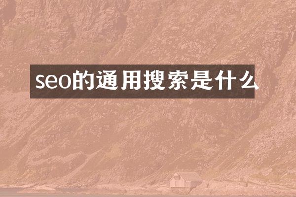 seo的通用搜索是什么