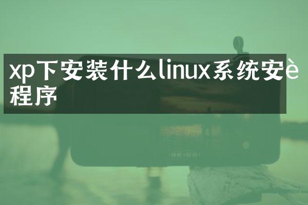 xp下安装什么linux系统安装程序