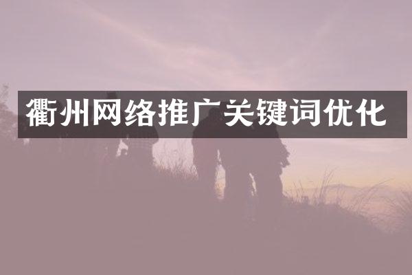 衢州网络推广关键词优化