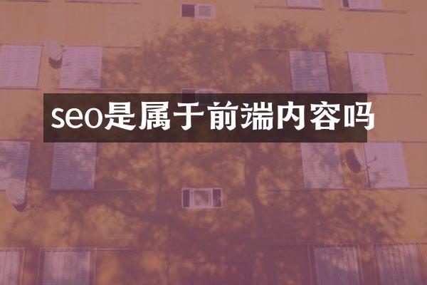 seo是属于前端内容吗