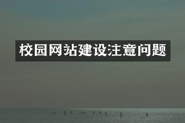 校园网站建设注意问题