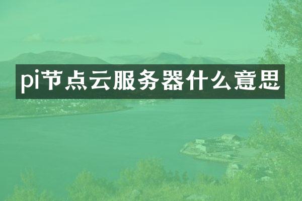 pi节点云服务器什么意思