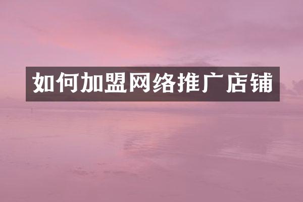 如何加盟网络推广店铺