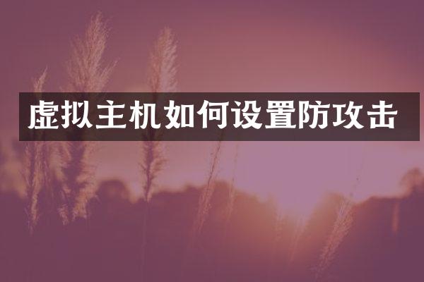 虚拟主机如何设置防攻击