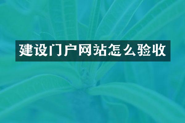 建设门户网站怎么验收