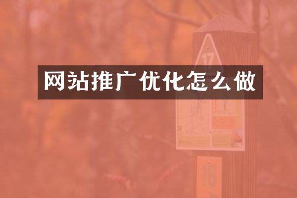 网站推广优化怎么做
