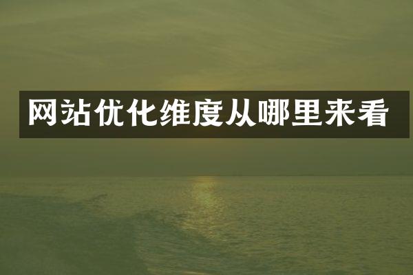 网站优化维度从哪里来看