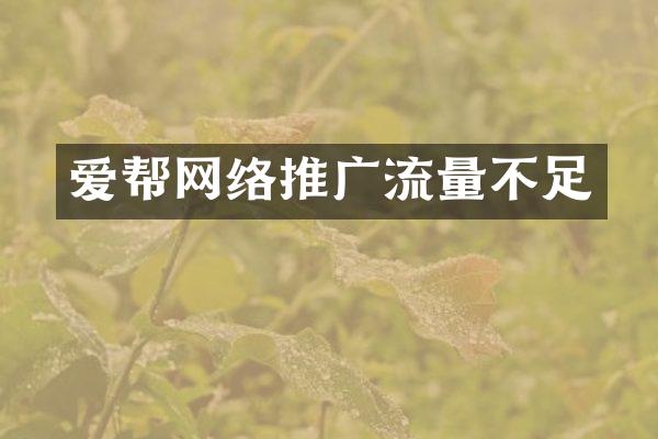 爱帮网络推广流量不足