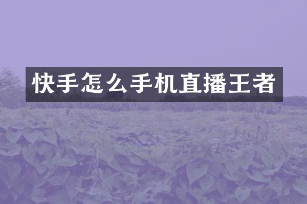 快手怎么手机直播王者