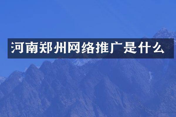 河南郑州网络推广是什么