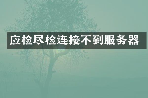 应检尽检连接不到服务器