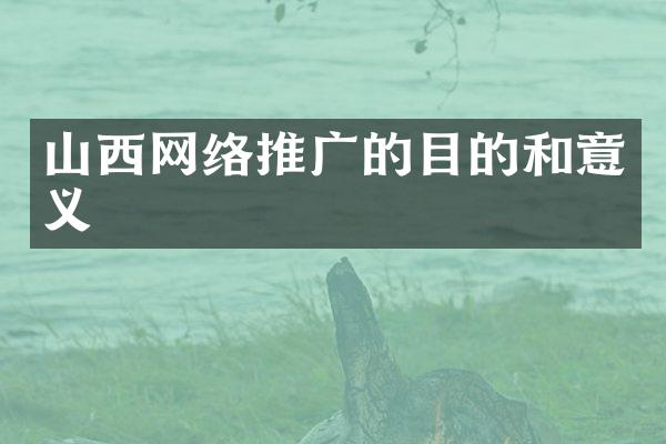 山西网络推广的目的和意义