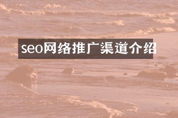 seo网络推广渠道介绍