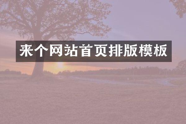 来个网站首页排版模板