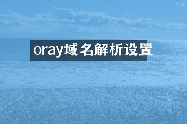 oray域名解析设置