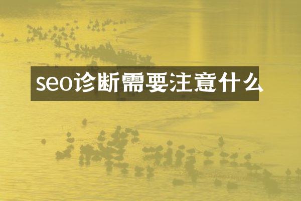 seo诊断需要注意什么