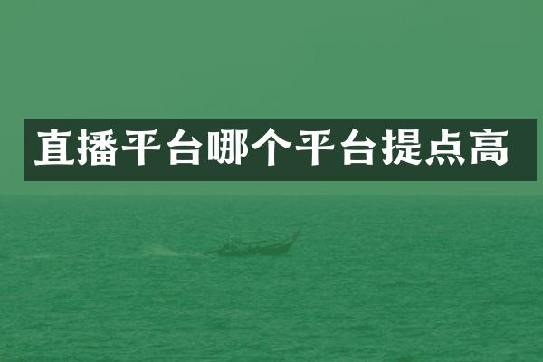 直播平台哪个平台提点高