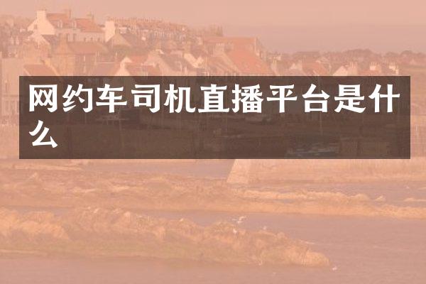 网约车司机直播平台是什么