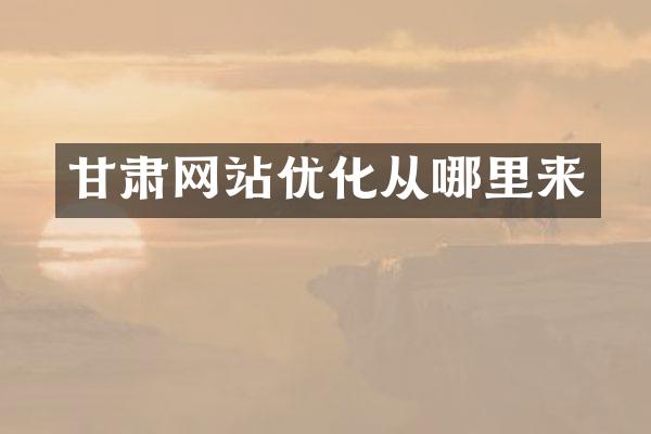 甘肃网站优化从哪里来